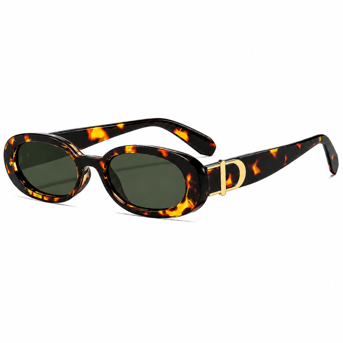 DD Oval Sunglasses - Leopard Green