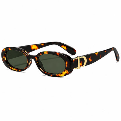 DD Oval Sunglasses - Leopard Green