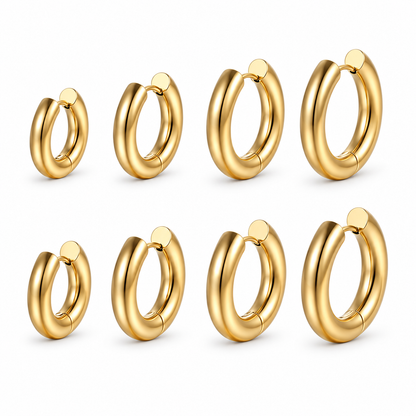 Classic Round Hoop Earrings - Gold