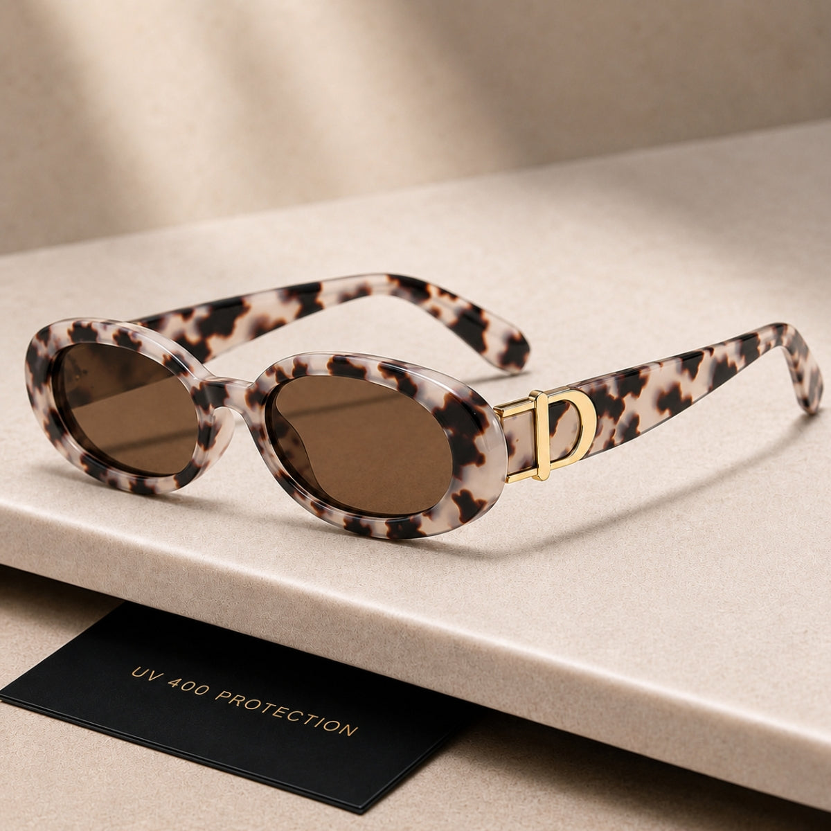 DD Sunglasses Oval - White Leopard