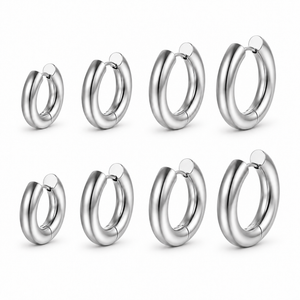 Classic Round Hoop Earrings - Silver