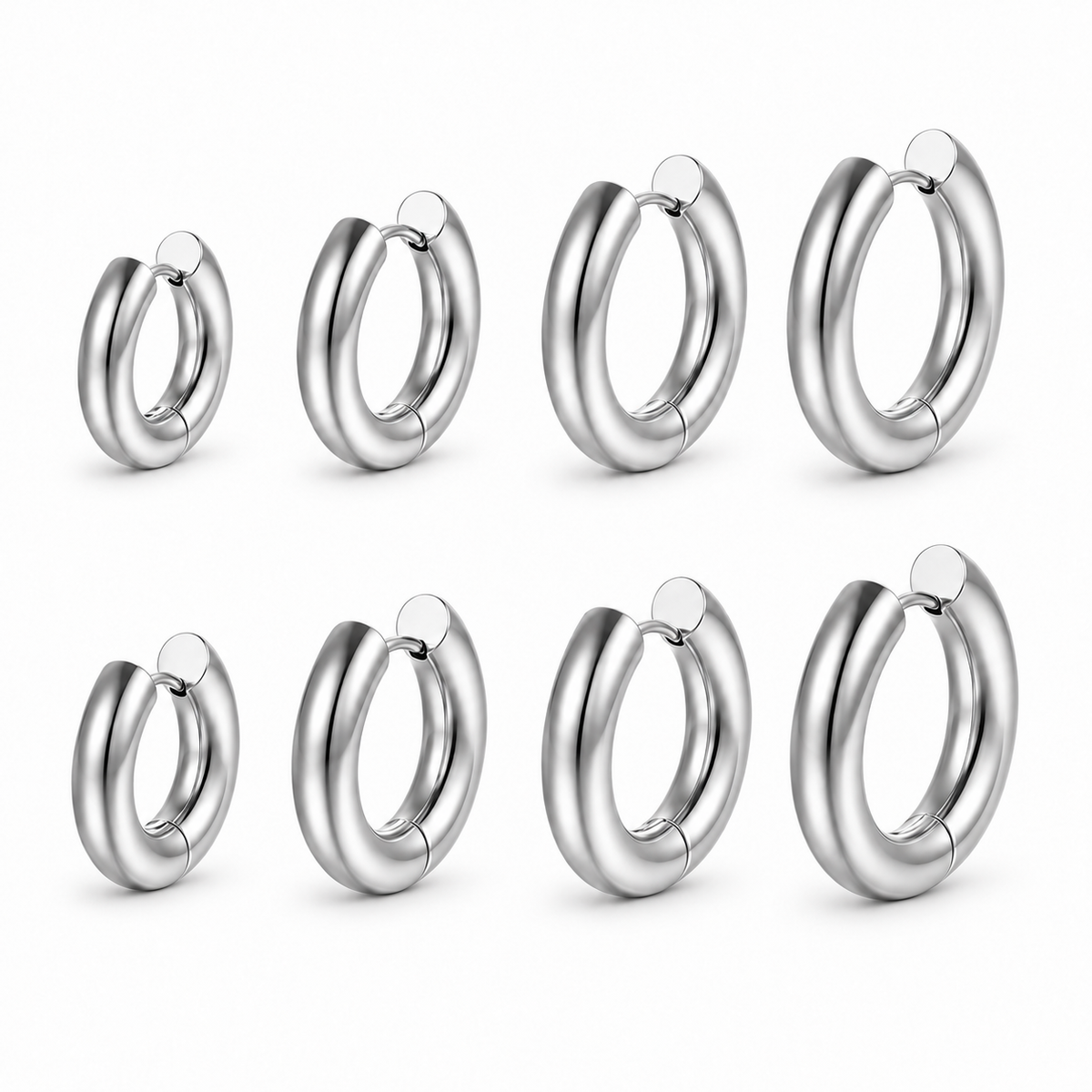 Classic Round Hoop Earrings - Silver