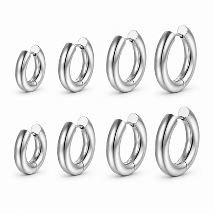 Classic Round Hoop Earrings - Silver