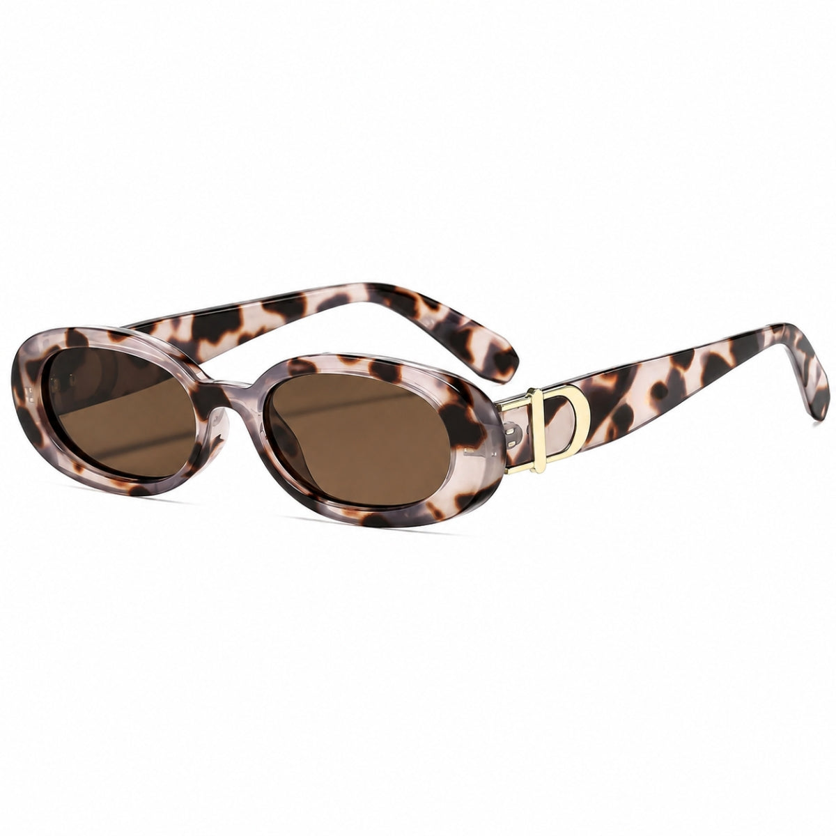 DD Sunglasses Oval - White Leopard