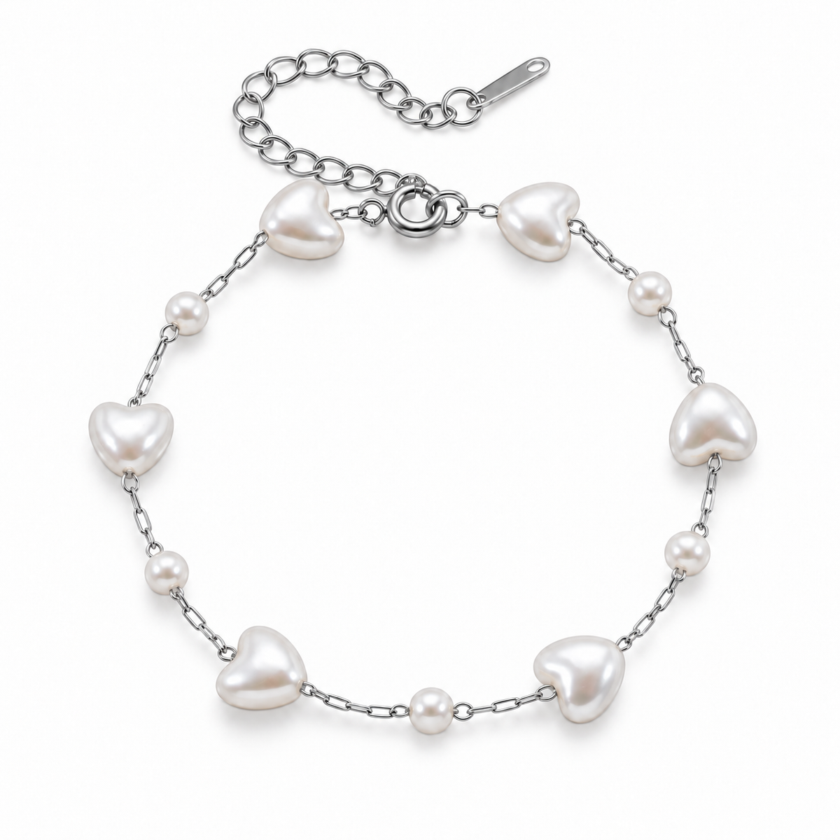Romina Perle Hjerte Armbånd - Sølv