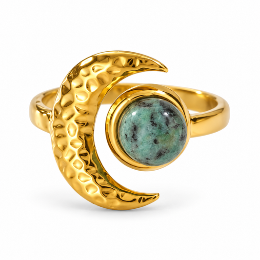 Selene Måne Ring - Guld / Grøn